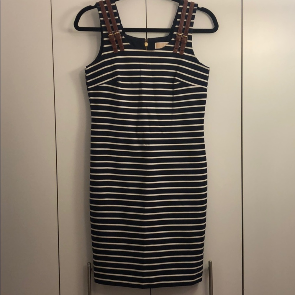 Michael Kors Navy Blue and White striped dress